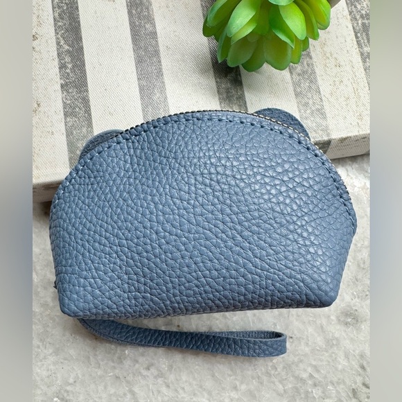 New Blue Elephant Faux Leather Zippered Coin Purse Bag Wristlet - 4.5” x 3” - Picture 5 of 7